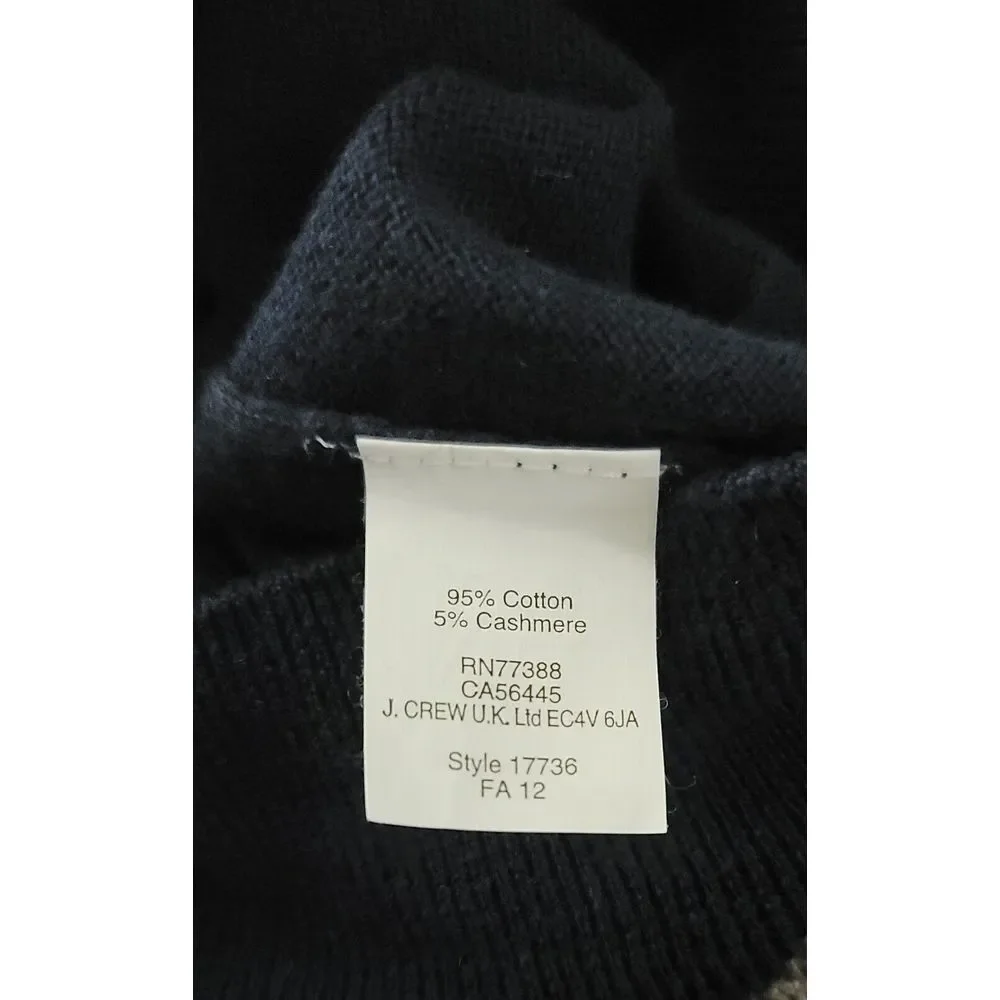 J.‎ Crew Men's Cotton Cashmere Navy Blue V-Neck Sweater Size Medium
